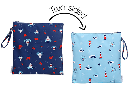 2-Sided Kids Wet Bag - Shark & Crab | Nautical
