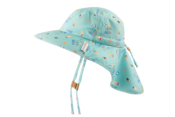 Kids Sun Hat with Neck Cape - Seaside - FlapJackKidsCanada