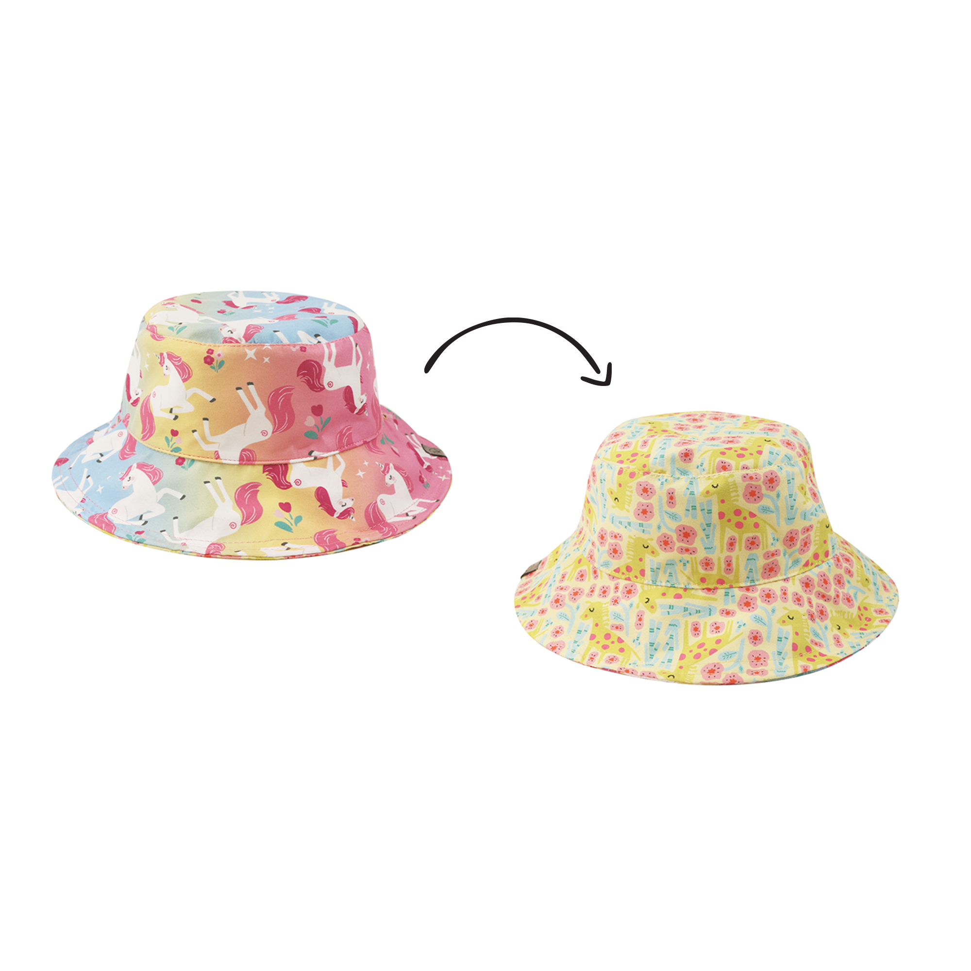 NEW! FJKxZOO - Baby/Kids Reversible Patterned Sun Hat - Unicorn | Giraffe