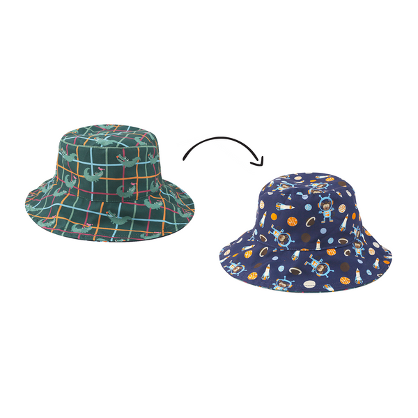 NEW! FJKxZOO - Baby/Kids Reversible Patterned Sun Hat - Space Monkey | Alligator