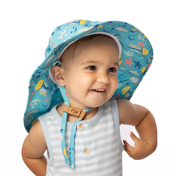 Baby/KIds Sun Hat with Neck Cape - Jellyfish