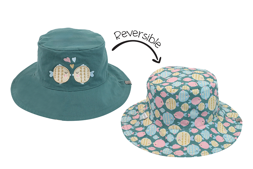 Reversible Baby/Kids Mixed Sun Hat - Kissing Fish