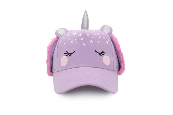 Kids 3D Winter Cap with Ear Flaps - Unicorn