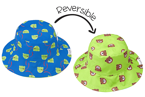 Reversible Baby Patterned Sun Hat - Frog & Bear