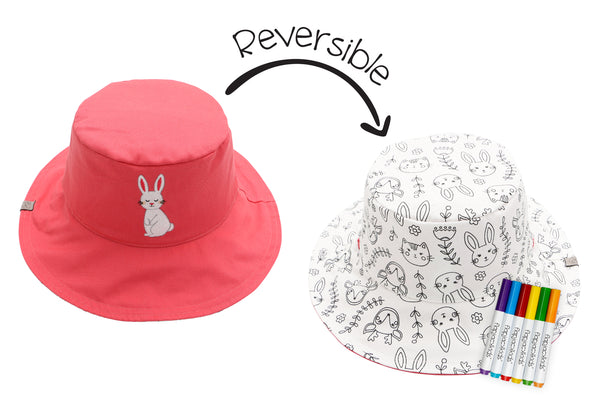 Kids Reversible Colouring Sun Hat - Bunny