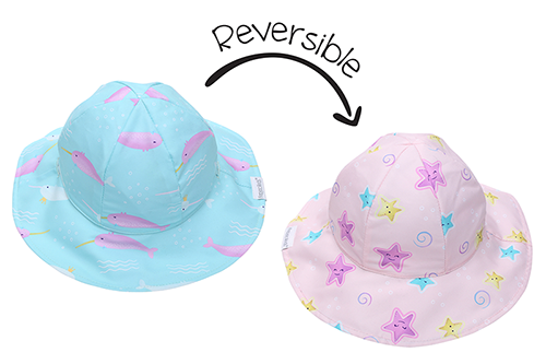 Reversible Kids Patterned Sun Hat - Narwhal | Starfish