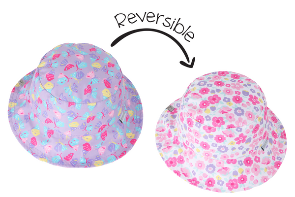 Baby/Kids Reversible Patterned Sun Hat - Butterfly | Summer Floral