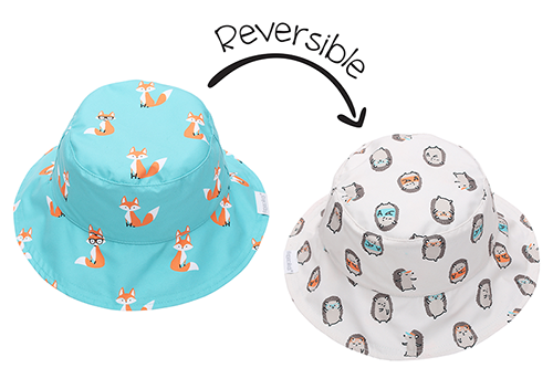 Reversible Kids Patterned Sun Hat - Fox | Hedgehog
