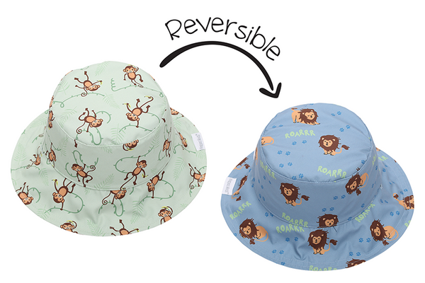 Reversible Kids Patterned Sun Hat - Lion | Monkey