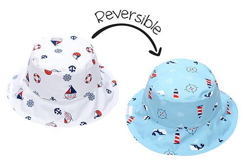 Reversible Kids Patterned Sun Hat - Nautical