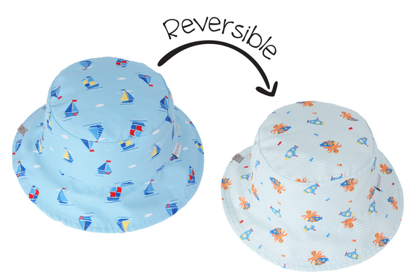 Baby/Kids Reversible Patterned Sun Hat - Sailboat | Submarine
