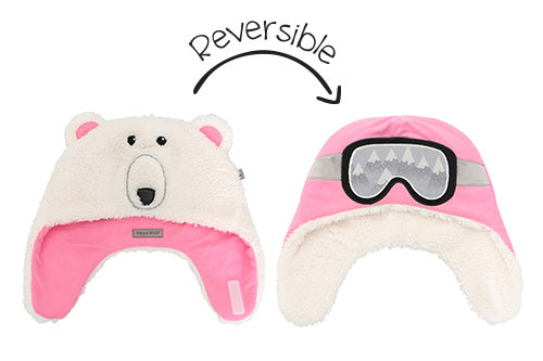 Kids & Baby Reversible Sherpa Hat - Polar Bear & Ski Goggles