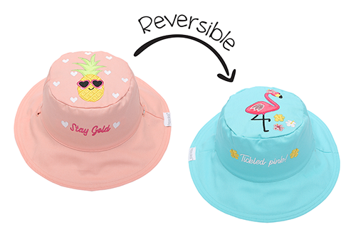 Reversible Baby and Kids Sun Hat - Flamingo | Pineapple