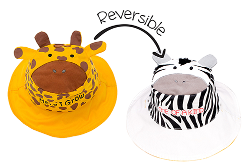 Reversible Kids & Toddler Sun Hat - Giraffe & Zebra