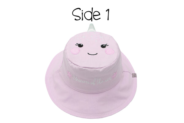 Reversible Kids & Toddler Sun Hat - Narwhal & Starfish