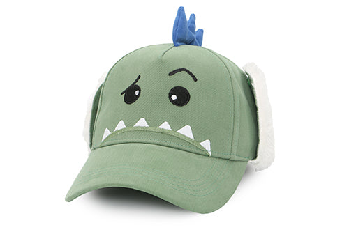 Kids 3D Winter Cap with Ear Flaps - Dinosaur