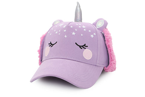 Kids 3D Winter Cap with Ear Flaps - Unicorn